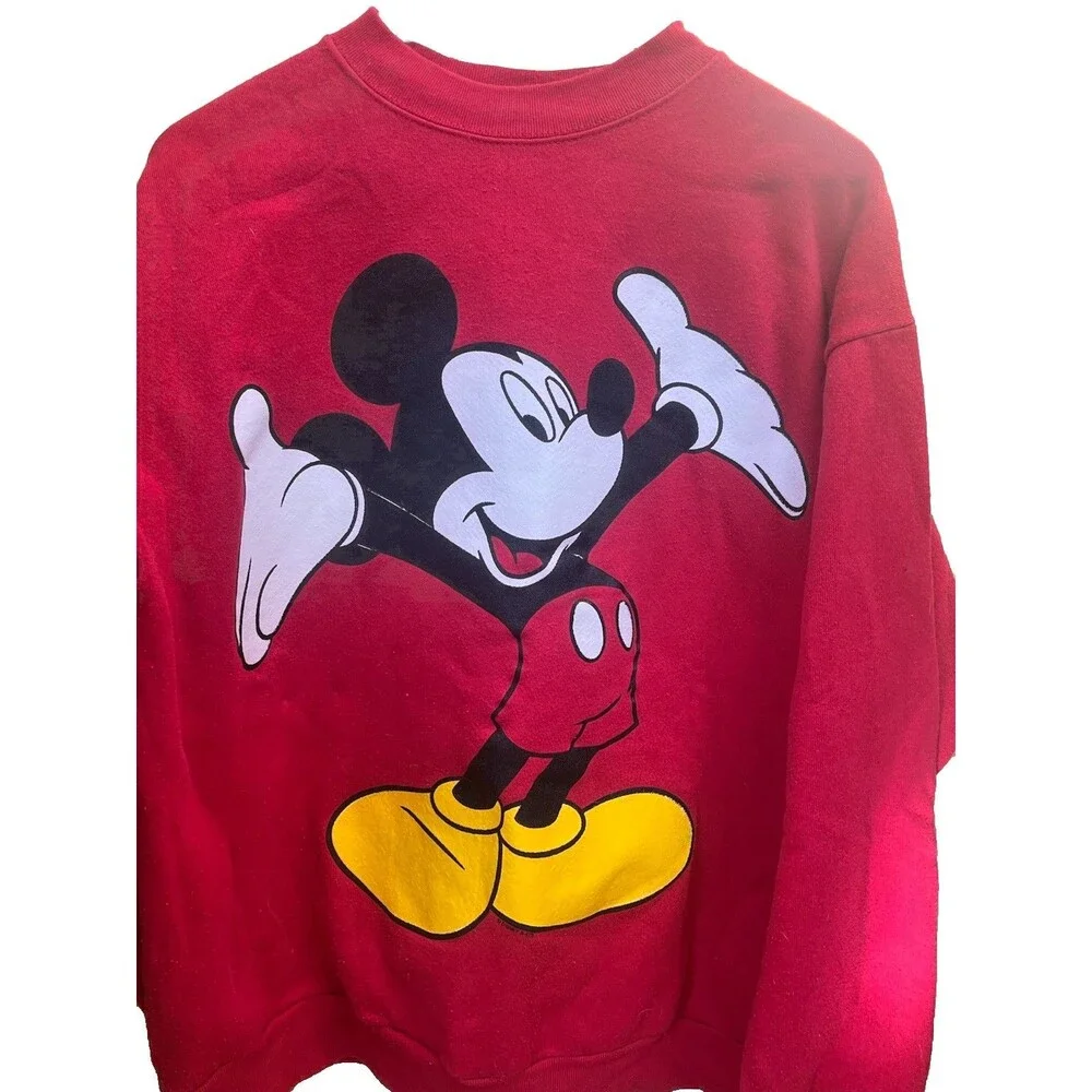 Vintage DISNEY Unlimited Red Mickey Mouse Sweat Shirt Size Large / Retro / Soft - Picture 4 of 10